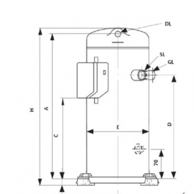 ابعاد کمپرسور اسکرال کوپلند ZR72 سه فاز